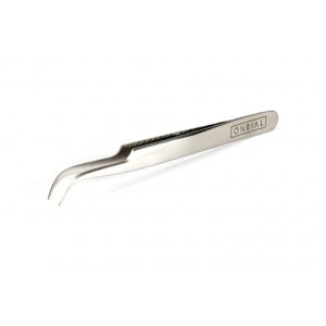 Пинцет Onrial классический изогнутый серебро рифленый