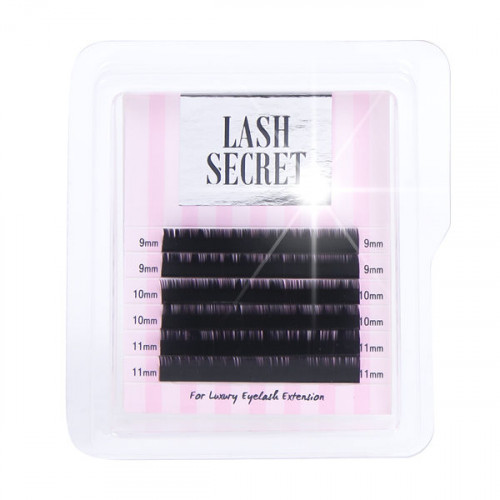 Ресницы Lash Secret черные mini mix 0.07 С (10. 11.12) 6 линий