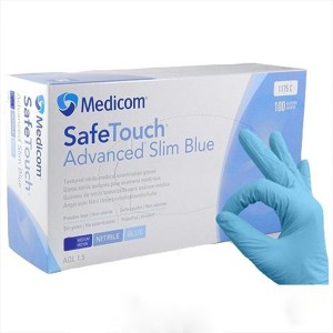 Рукавички нітрілові без пудри Safe Touch Advanced Slim Blue M (po-5 g) 100 шт