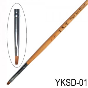 Кисть для геля скошенная  деревянная  ручка YKSD-01 Yre