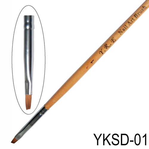 Кисть для геля скошенная  деревянная  ручка YKSD-01 Yre